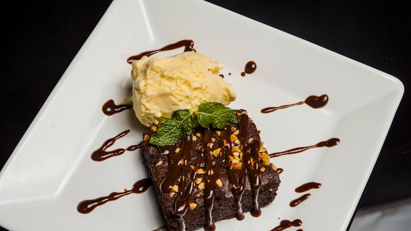 Chocolate Lava Brownie with vanilla ice cream